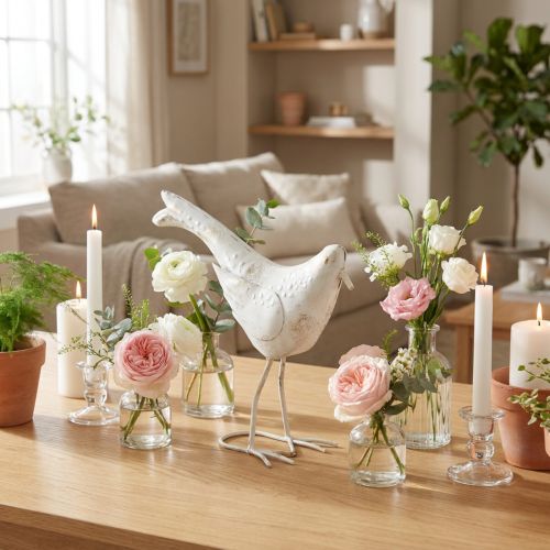 Décoration Oiseau Métal Blanc Vintage 29cmx24,5cm | Floristik24.be