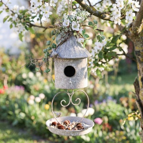 Nichoir décoratif en métal à suspendre en style antique Ø15cm H21cm | Floristik24.be