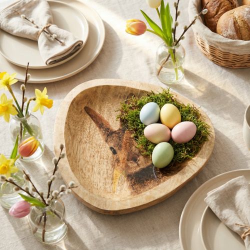 Article Assiette de Pâques Assiette décorative en bois Lapin 25×26cm