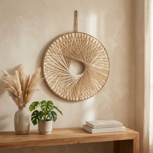 Anneau décoratif mural bohème en bois de chanvre naturel Ø40cm | Floristik24.be