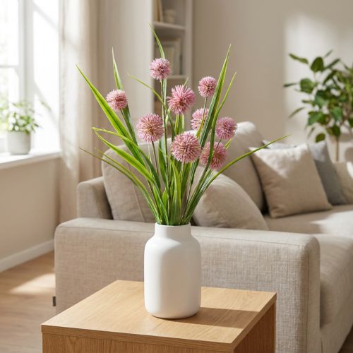 Fleurs artificielles boule fleur allium oignon ornemental rose artificiel 45cm | Floristik24.be