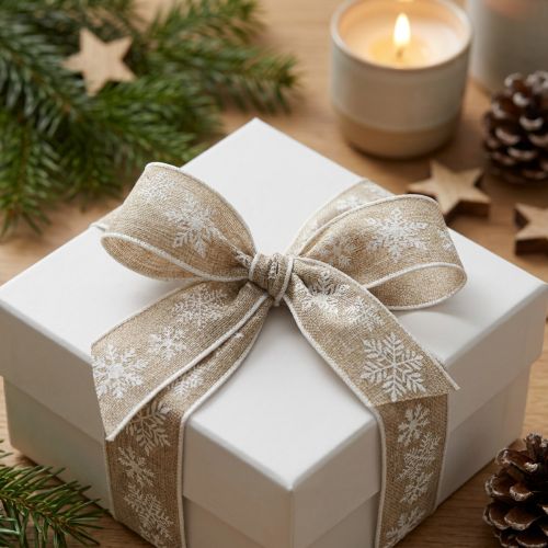 Ruban décoratif Noël flocon de neige gris blanc L25mm L20m | Floristik24.be