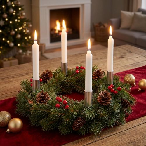 Bougeoir argent pour bougies bâtons 15cm 4 pcs | Floristik24.be
