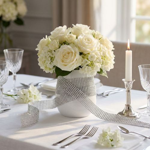 Ruban de décoration argenté brillant 10mm 4m | Floristik24.be