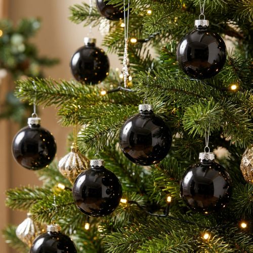 Boules de Noël noires boules d'arbre en verre Ø4cm 24 pcs | Floristik24.be