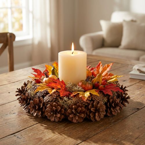 Couronne de pommes de pin basse Couronne plate Ø23cm | Floristik24.be