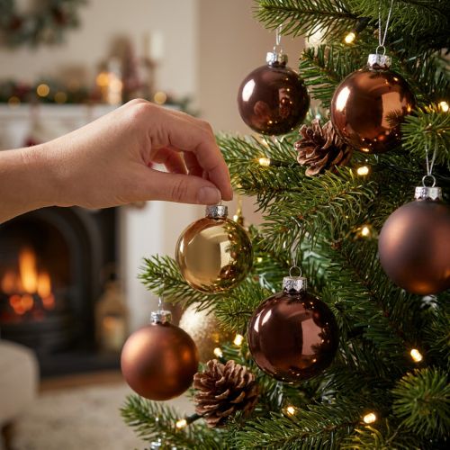 Boules de Noël boules de verre mélangées marron doré Ø4cm 24 pcs | Floristik24.be