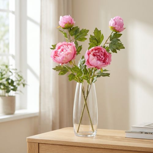Roses artificielles Pivoines artificielles en rose L80cm 2pcs | Floristik24.be