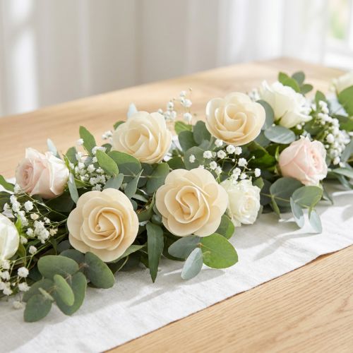 Roses décoratives Crème Roses artificielles Roses en bois Ø7,5 cm 12 pcs | Floristik24.be