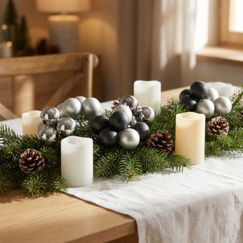 Article Mini boules de Noël argent, verre anthracite Ø40mm mix 32 pcs