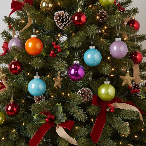 Ensemble de 24 boules de Noël colorées et brillantes, 60 mm. | Floristik24.be