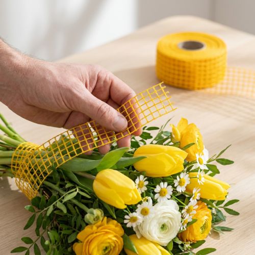 Ruban grillagé 4,5 cm x 10 m jaune | Floristik24.be