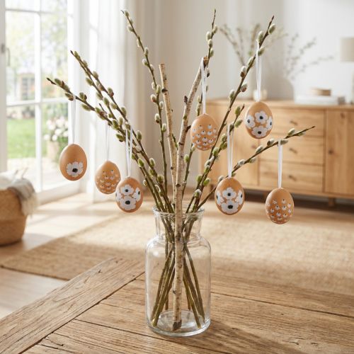 Article Décoration de Pâques à suspendre, printemps, Pâques, véritables œufs de poule, naturels, 6 cm, lot de 6