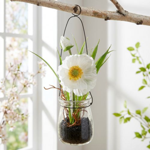 Coquelicot en verre à suspendre, blanc. H22cm | Floristik24.be
