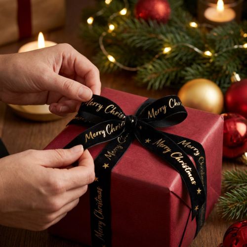 Ruban cadeau ruban de Noël ruban de velours noir 25mm 20m | Floristik24.be