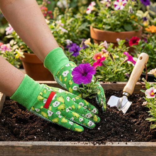 Gants femme Kixx taille 8 verts avec motif | Floristik24.be