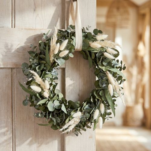 Couronne d'eucalyptus naturel Ø35cm, décoration parfumée préservée | Floristik24.be