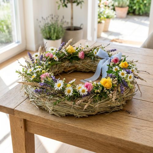 Couronnes de paille décoratives naturelles, lot de 5, 21-22 cm, à réaliser soi-même | Floristik24.be