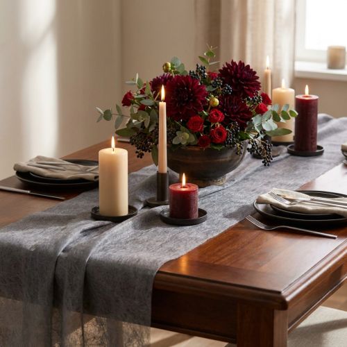 Dekovlies chemin de table chemin de table décoratif en polaire gris 23cm 25m | Floristik24.be