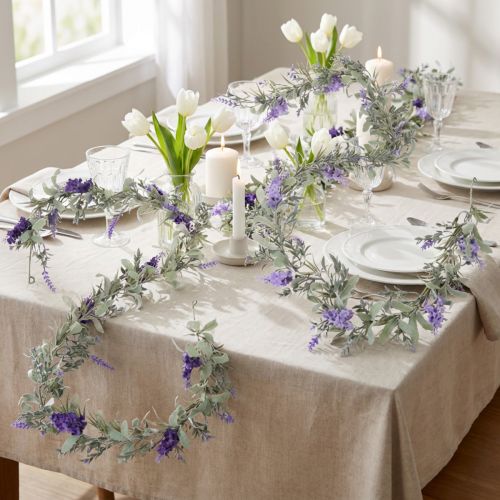 Guirlande de lilas artificielle, décoration printanière pour occasions spéciales et motifs saisonniers, 145 cm, lot de 2 | Floristik24.be