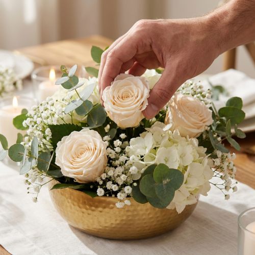 Article Têtes de roses stabilisées pour compositions florales élégantes, 5 cm, lot de 6