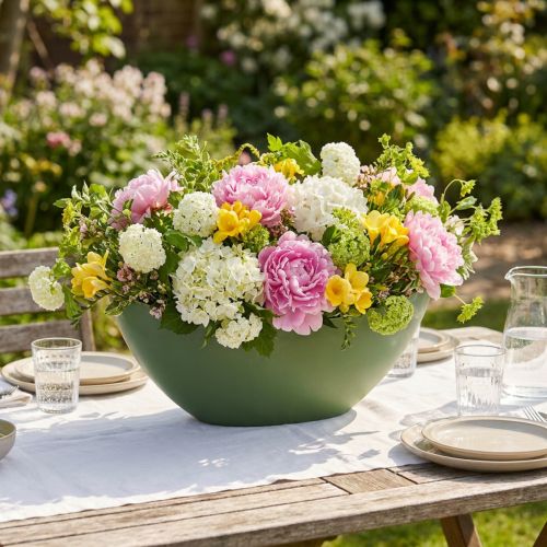 Bateau en plastique vert 55,5cm x 14,5cm H17,5cm 1 pièce | Floristik24.be