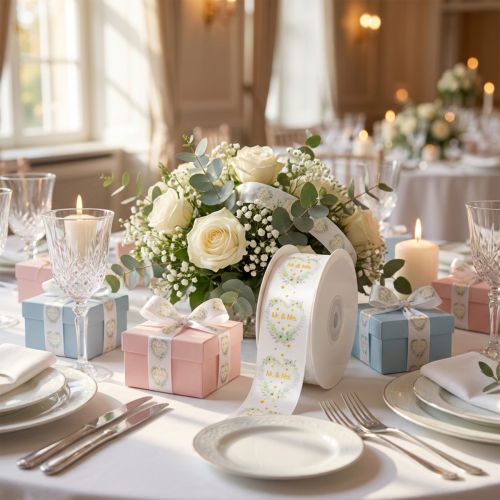 Ruban décoratif en satin pour mariage « Mr. et Mrs. » pour une décoration élégante | Floristik24.be