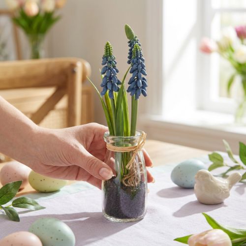 Jacinthe artificielle Pearl Jacinthe bleue en verre H22cm 2pcs | Floristik24.be