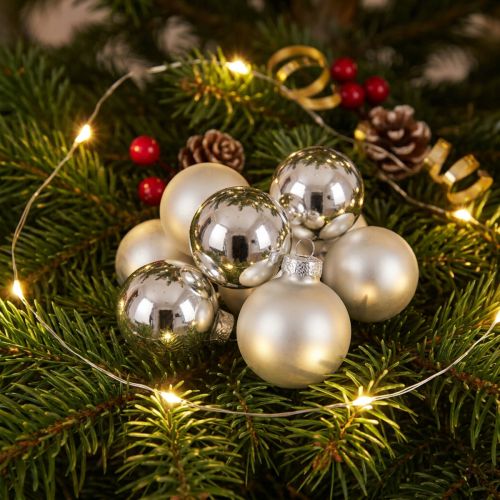 Boule de Noël Ø4cm argent brillant/mat 24 pcs | Floristik24.be