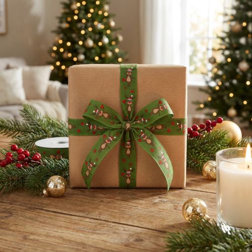 Ruban de Noël renne ruban de Noël vert 25mm 20m | Floristik24.be