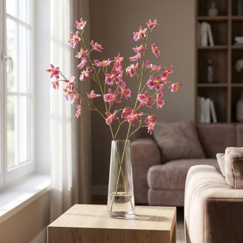 Article Décoration Orchidées Artificielles Oncidium Rose Violet 93cm 2pcs