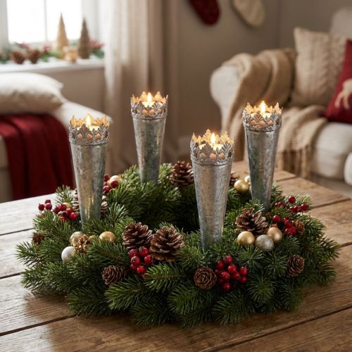 Photophore à coller argent Ø5cm H24cm 4pcs | Floristik24.be