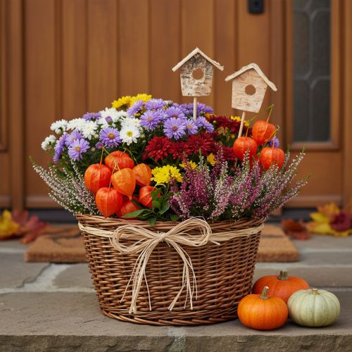 Nichoir décoratif, bouleau, 5 cm, tuteurs pour fleurs, 4 pièces | Floristik24.be