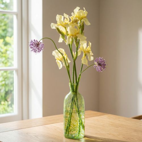 Vase décoratif en verre motif jaune vert Ø10cm H25cm | Floristik24.be