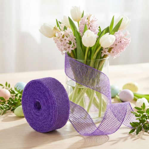 Ruban de jute violet, 5 cm de large, 40 m de long | Floristik24.be