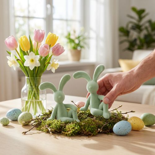 Figurine décorative de lapin de Pâques pour une décoration intérieure élégante et pour Pâques, 22 cm, lot de 2 | Floristik24.be