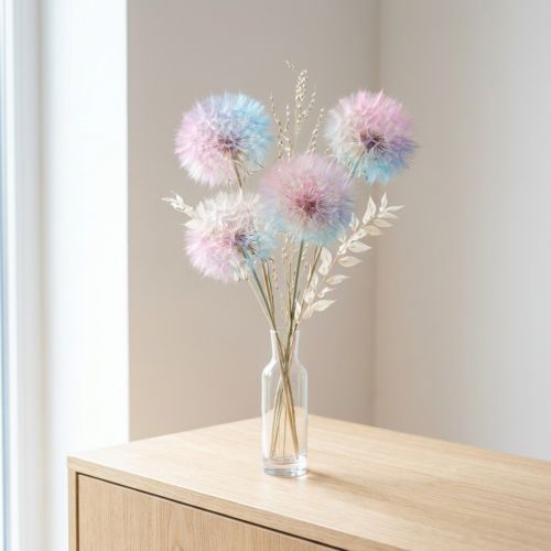 Décoration pissenlit, fleur séchée, stabilisée et teintée, délicate et résistante, 12 cm, lot de 4. | Floristik24.be