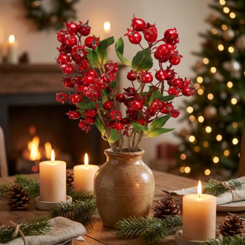 Branche décorative d'églantier aux fruits rouges L60cm 2 pcs | Floristik24.be