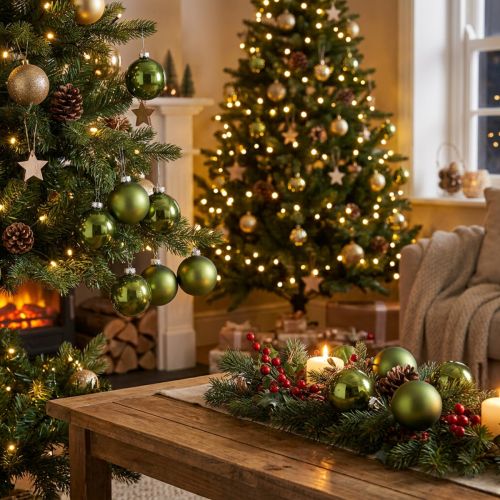Boules de Noël en verre vert mix Ø6cm 24 pcs | Floristik24.be