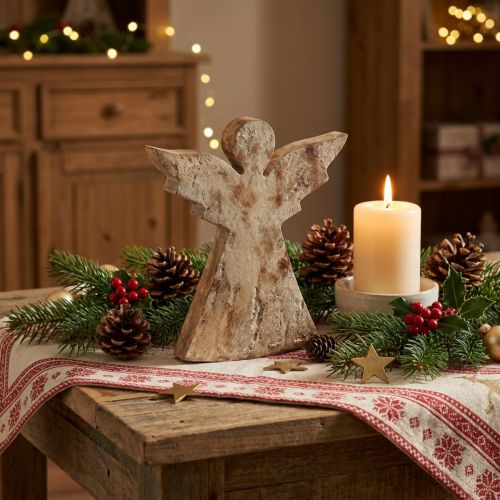 Décoration d'ange de Noël en bois de manguier de Noël 20×18×2,5cm | Floristik24.be
