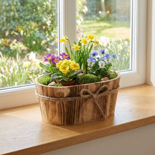 Article Décoration en bois Bol décoratif ovale en bois Décoration rustique 23x13x10cm