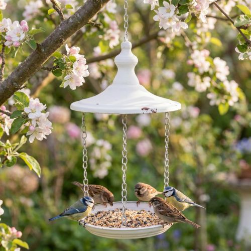 Décoration à suspendre mangeoire à oiseaux décorative shabby chic blanche Ø20cm | Floristik24.be