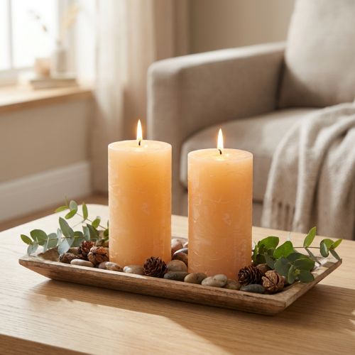 Bougies bougies piliers couleur claire abricot 85×150mm 2pcs | Floristik24.be