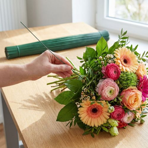 Article Fil de gerbera enfichable pour fleuristerie vert 0,6/300mm 1kg