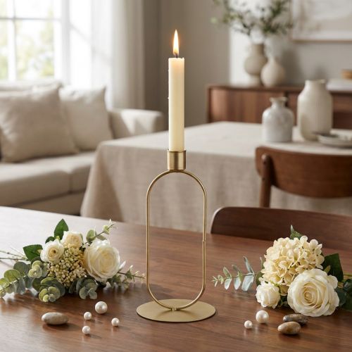 Bougeoir Bougeoir Ovale Doré Ø10cm H21cm | Floristik24.be