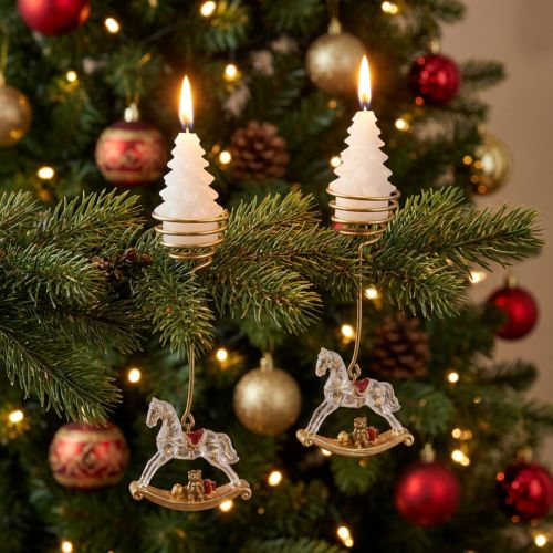 Article Porte-bougies de Noël en forme de cheval à bascule 20 cm, lot de 3