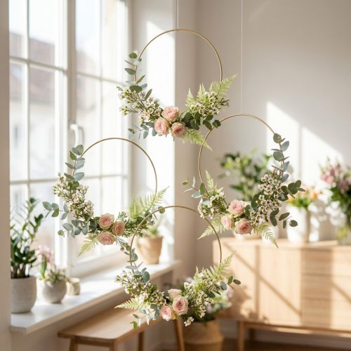Bague décorative en métal Bague Scandi Boucle décorative Doré Ø20,5 cm 6 pcs | Floristik24.be