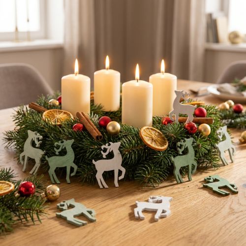 Décoration à disperser Noël bois cerf vert 4×3cm 72 pcs | Floristik24.be