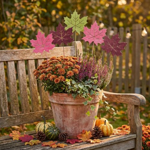 Piquet de jardin d'automne en bois de feuille d'érable W9.5cm L31cm 12pcs | Floristik24.be