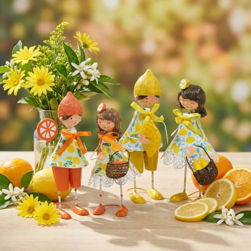 Petits fruits, décoration estivale, figurines citrons oranges H17/18cm 4pcs | Floristik24.be